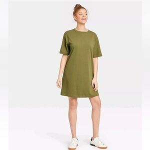 A New Day T-Shirt Dress Olive Green Comfy Relaxed Summer Size Small